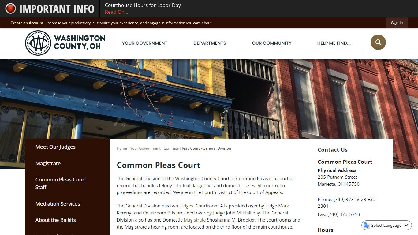 Common Pleas Court | Washington County, OH - Official Website